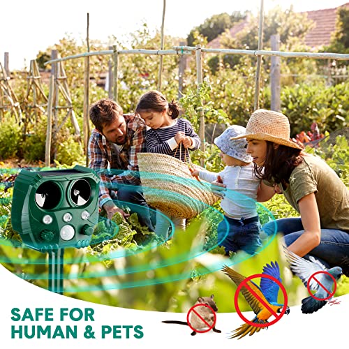 Solar Powered Ultrasonic Animal Repellent Waterproof Cat Repellent With Motion Detector Squirrel Repellent Bird Deterrent Devices Outdoor Solar Deer Repellent Devices For Outdoor (Black, Green, 4 Pcs) #TOP5