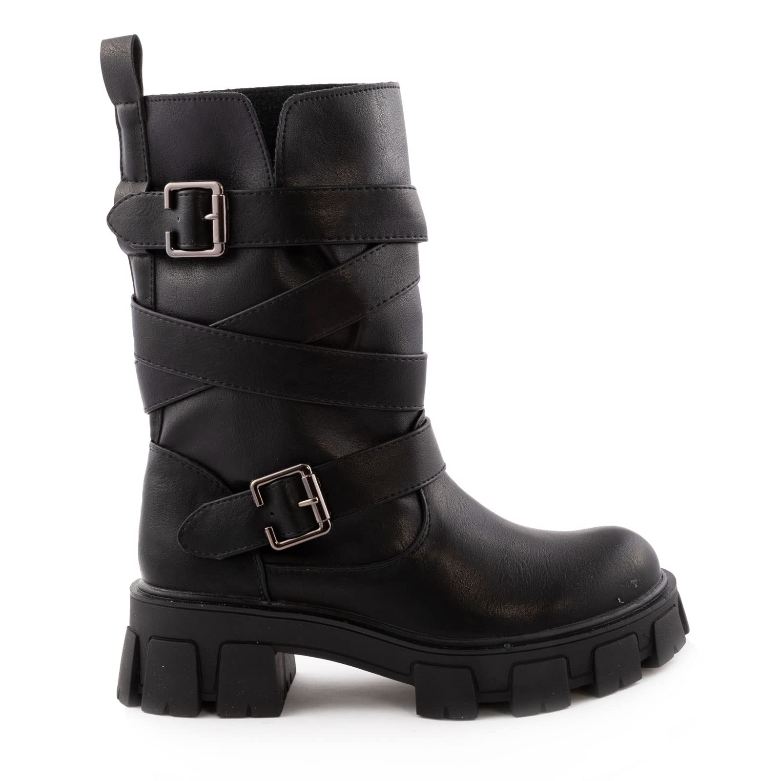 Toocool - Scarpe Donna Stivali Biker Motociclista Ecopelle Casual Fibbie Nuovo 1050