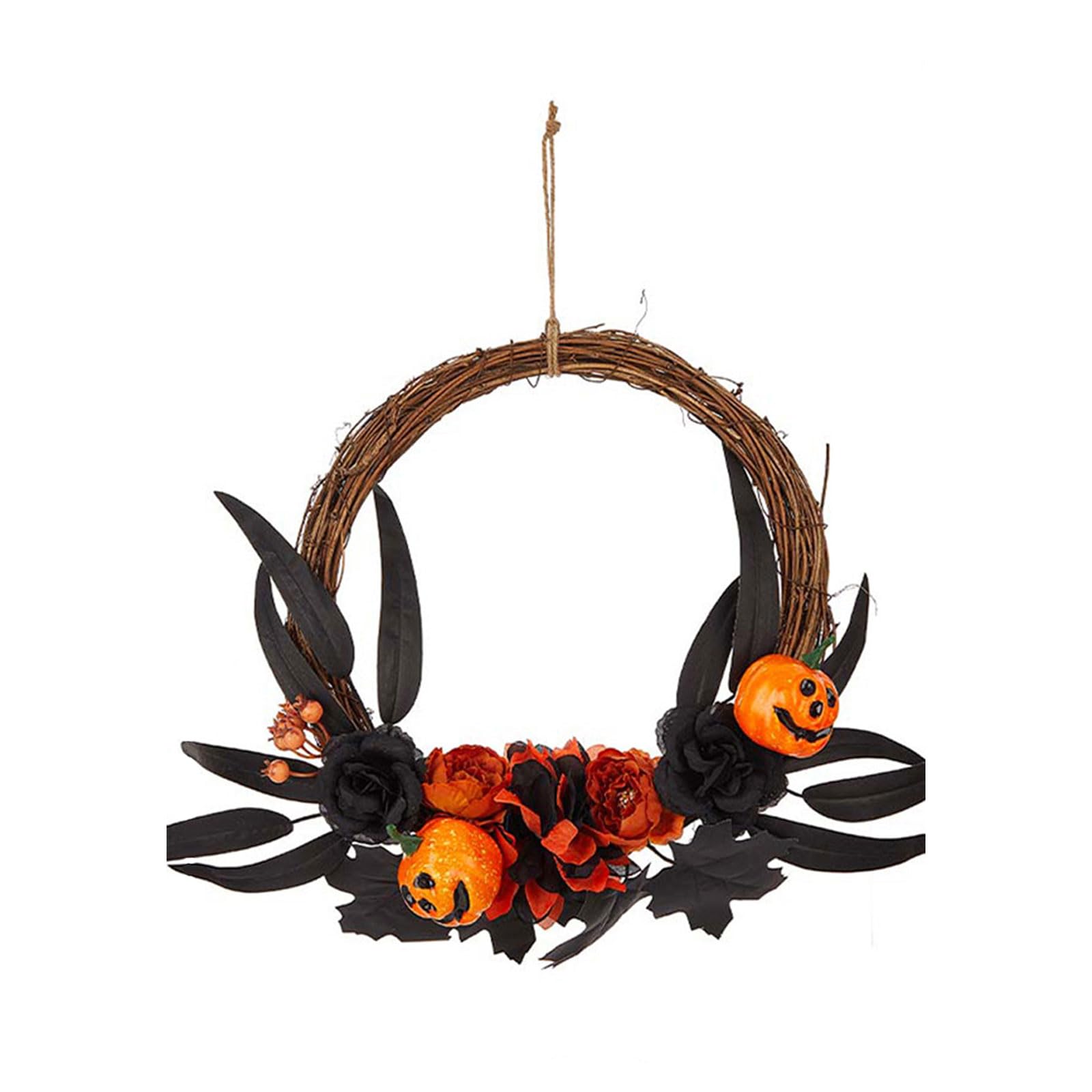 Yhplxyuus Fake Wreath Artificial Flower Wreath Halloween Party for Front Door, Yard Indoor and Outdoor Decorations Creative