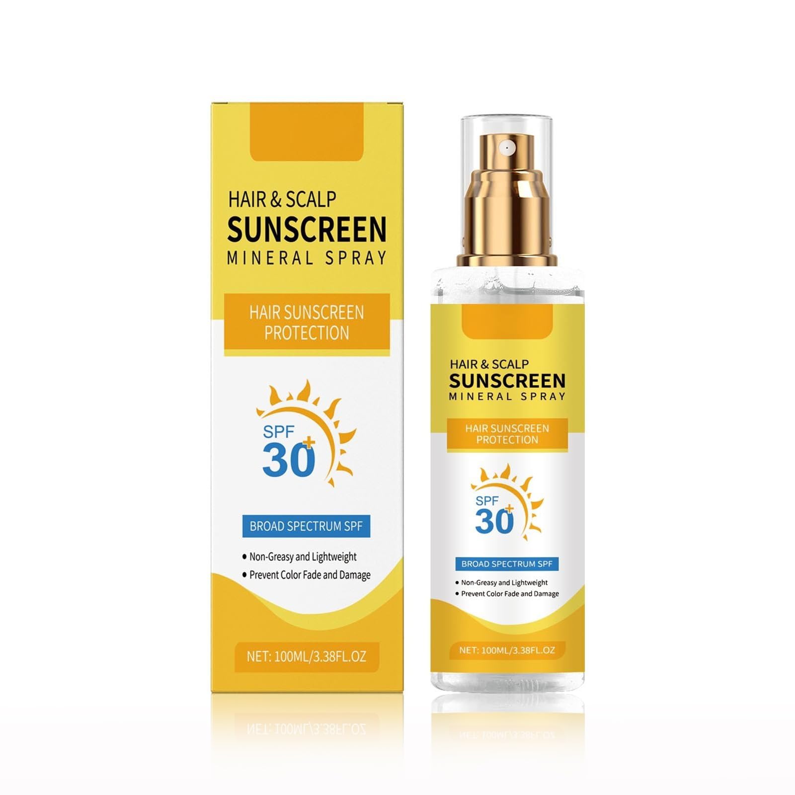 Hair Scalp Sunscreen Spray SPF 30 Broad Spectrum UV Blocker for Color-Treated Hair Weightless Non-Greasy Formula with Coconut