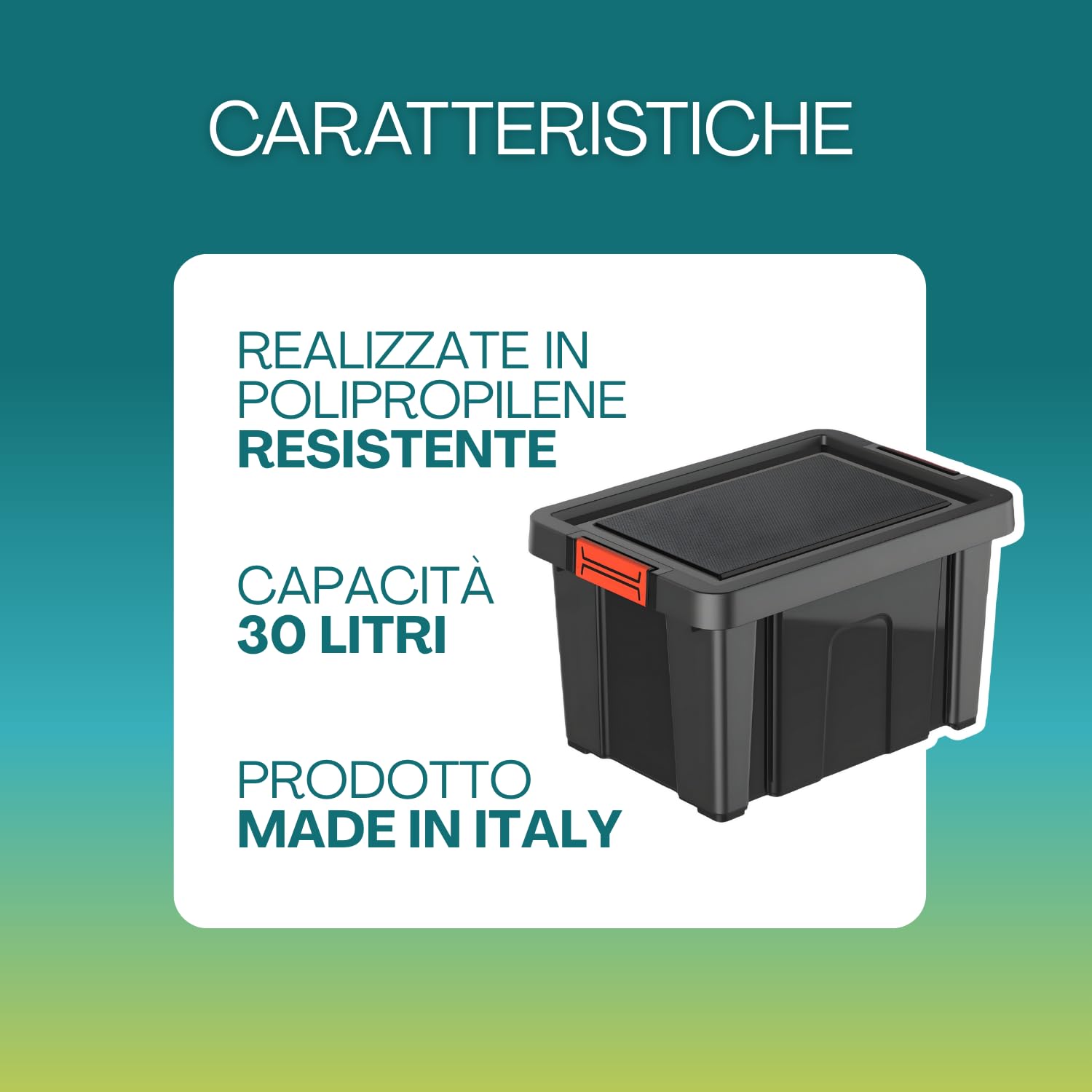 PALUPLUS 3 Contenitori Multiuso Neri da 30 Litri, misura 46,5x36x27 cm, Scatola con Coperchio e Chiusura a Scatto Rossa Soft Touch, Box Impilabile per Garage, Fai da Te, Made in Italy -1631C -4