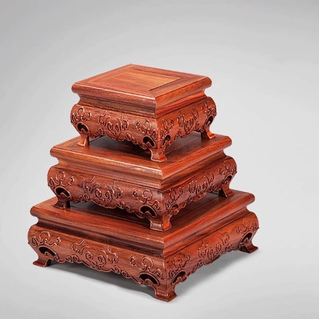 盆栽 台座 正方形 手芸 オーナメント ベース 無垢材 紫 粘土 ポット