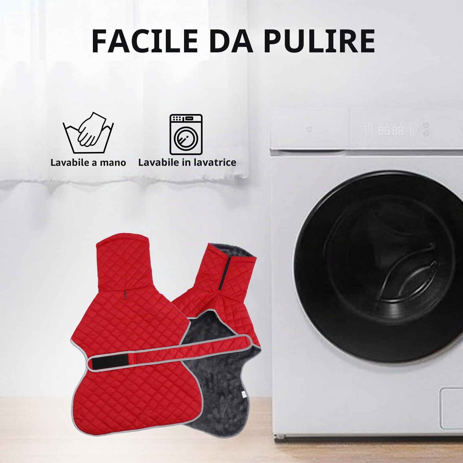 Geyecete Cappotto Levrieri Impermeabile,Invernale Cappotto Cane con fodera in fleece,Calda Giacca Whippet,Cappotto Whippet,Pullover per Cane con Foro per Imbracatura-Rosso-L