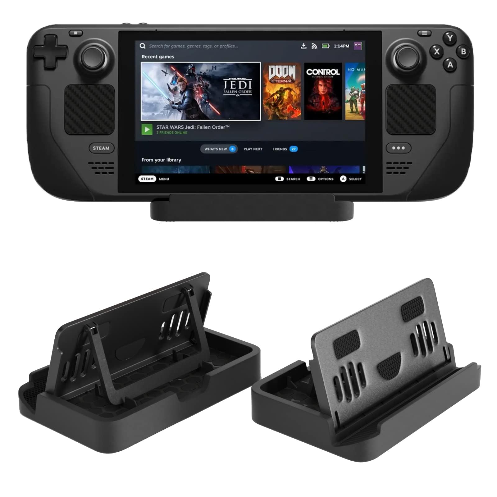 TERRIFI Upgraded Foldable Stand Base for Steam Deck/ROG Ally, Adjustable & Portable with Anti-slip Silicone Pad - Dock Accessories for Steam Deck/ROG Ally