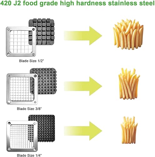 Miniatura 3 de Picador comercial de verduras y cortador de papas fritas de acero inoxidable, cortador de verduras de acero inoxidable, tamaños de cuchillas de 14
