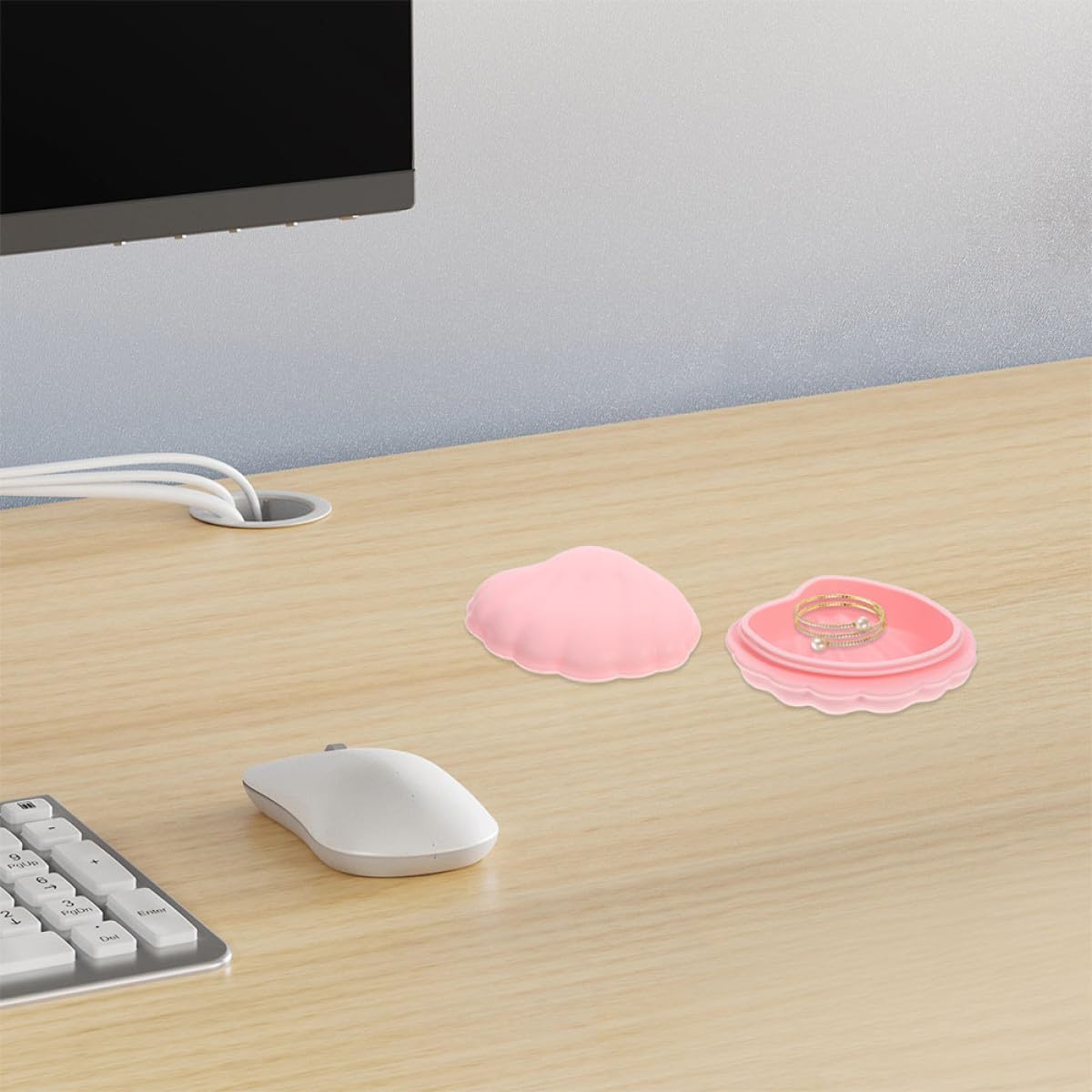 Cabilock 2pcs Shell Shaped Jewelry Box, Pink Silicone Travel Storage image 5