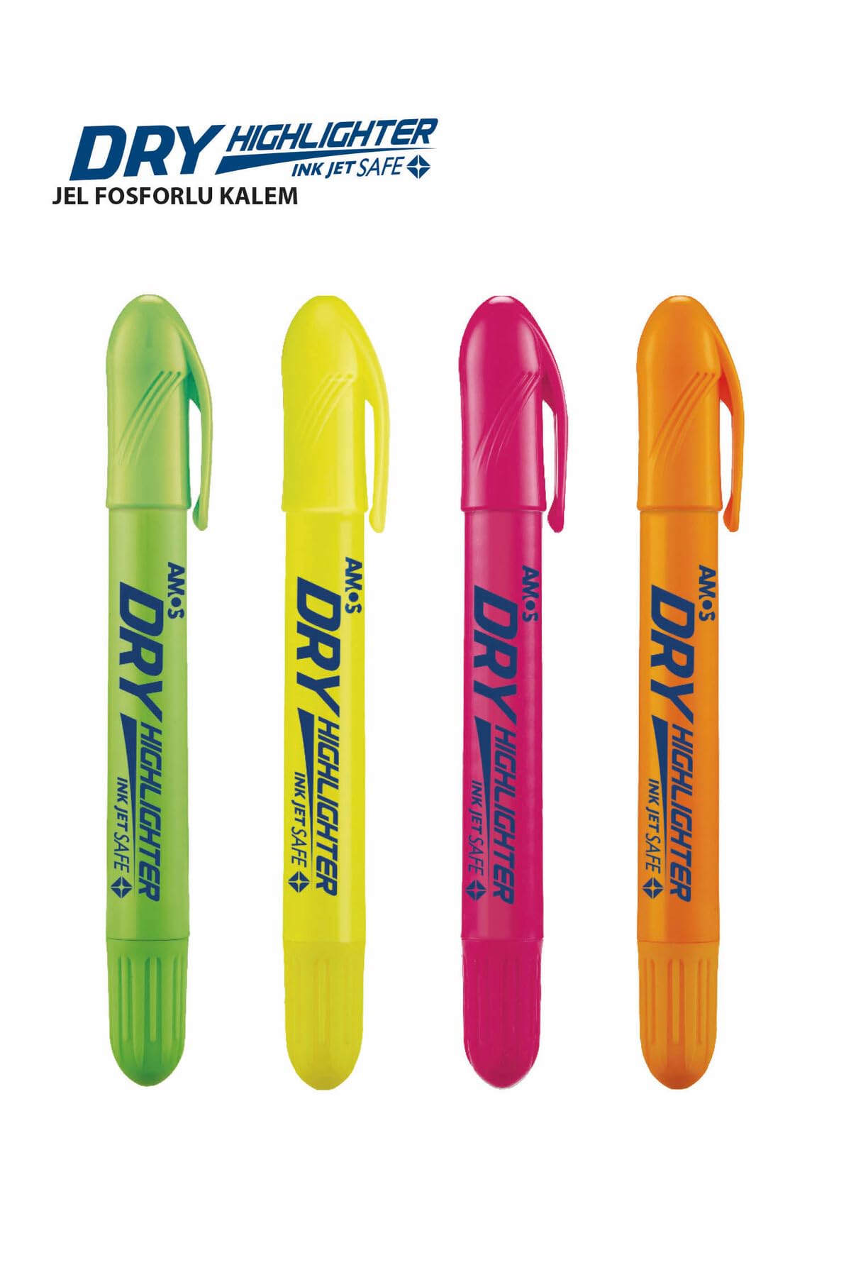 Amos Bolígrafos de gel fluorescente Dry Hl (4 unidades), multicolor