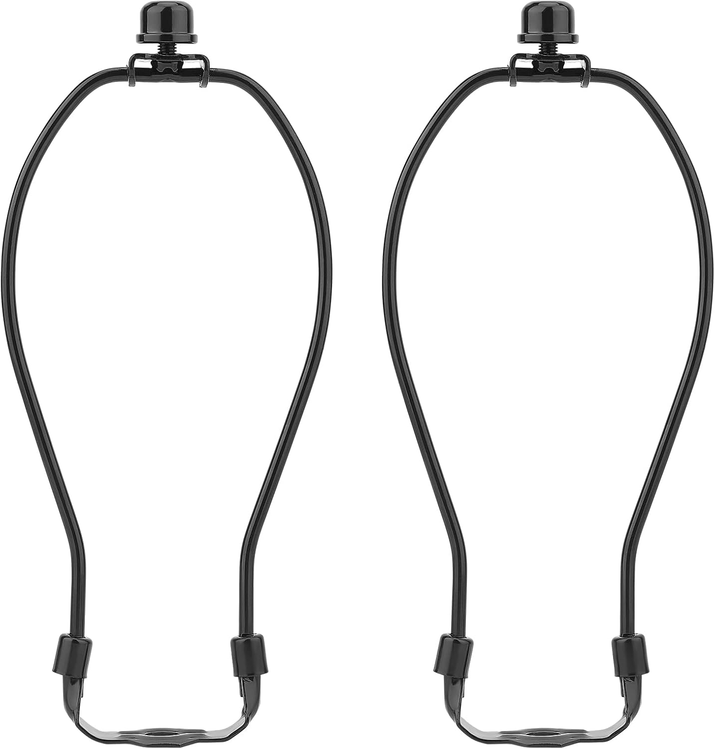 GO&SO 2-Pack Black 8" Lamp Harp Kits – Sturdy DIY Shade Holder For Table & Floor Lamps With Saddle & Finial