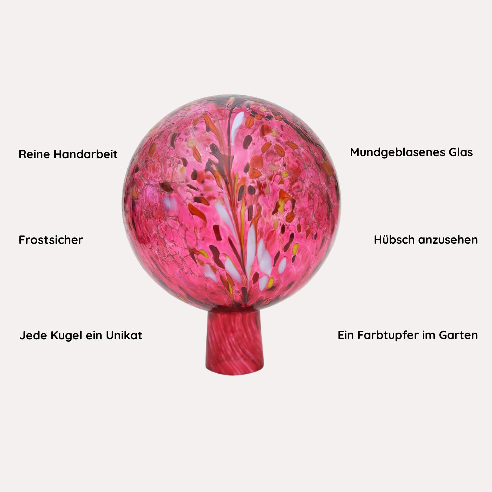 Jardín bola Rose con granulado verde D 15 cm soplado handgeformt Lauscha el original