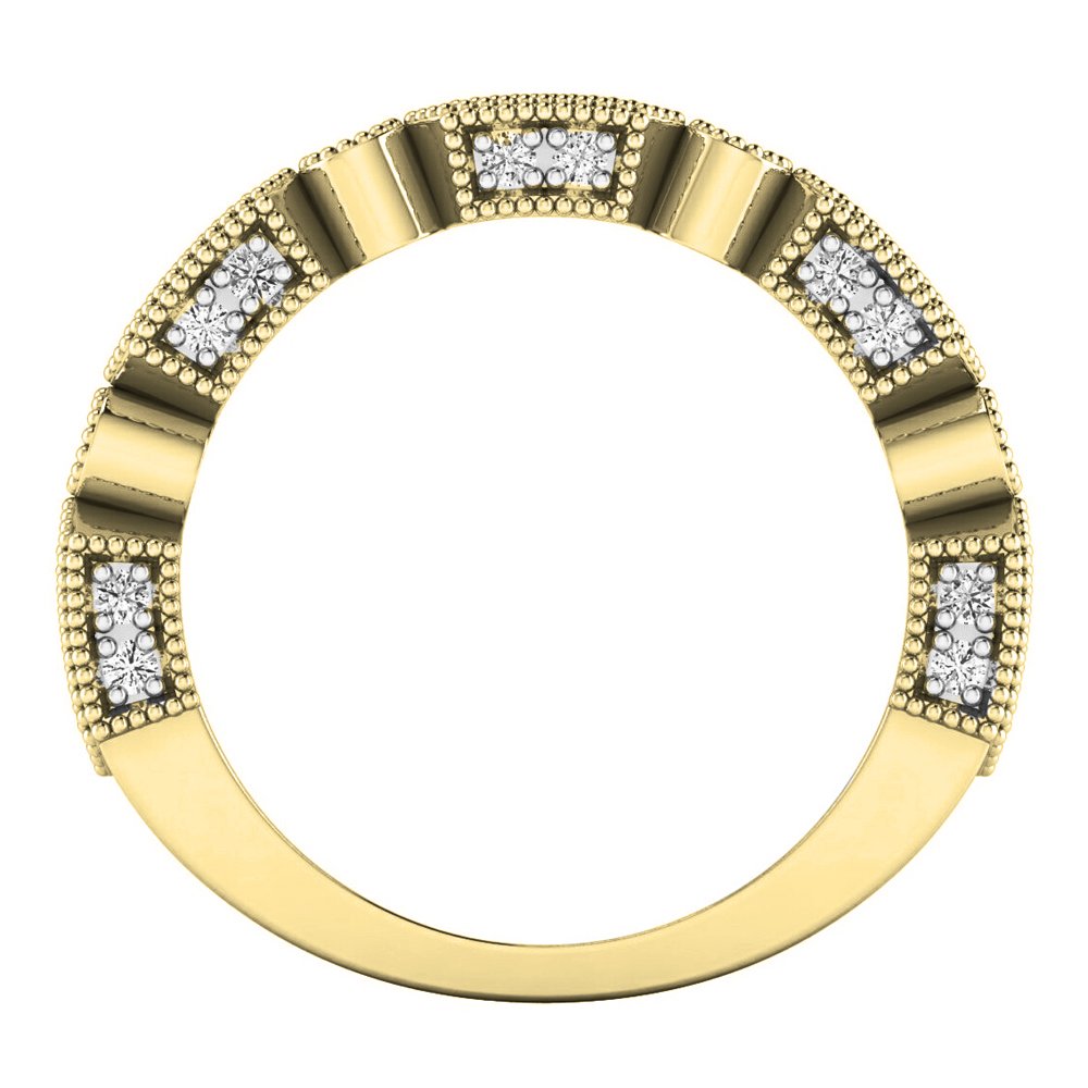 Dazzlingrock Collection Oro 14 K principessa zaffiro rosa e diamante bianco rotondo matrimonio Eternity anello impilabile, oro giallo, zaffiro, Oro giallo, Zaffiro