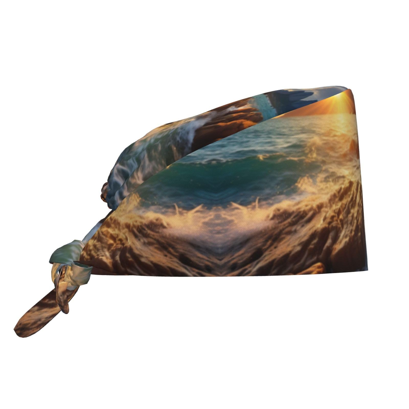 ZXERTGStones Blue Sea Ocean Sunrise Mountain Print Unisex Work Hat,Sweat-Absorbent and Breathable Work Cap Adjustable Size for Everyday Wear