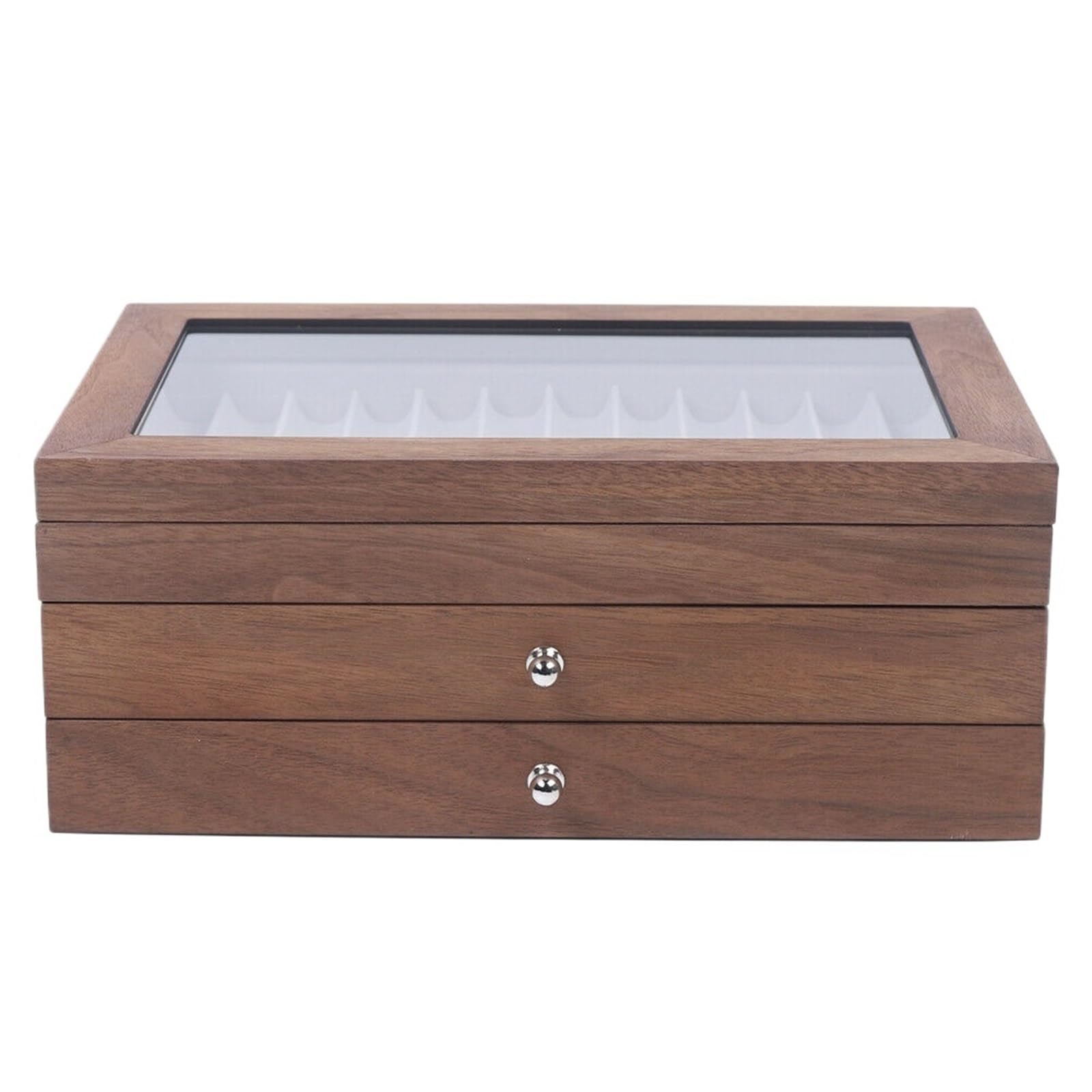 Portapenne da 34 scomparti in legno di noce con cassetto, espositore for cancelleria for studenti Per Ufficio Casa
