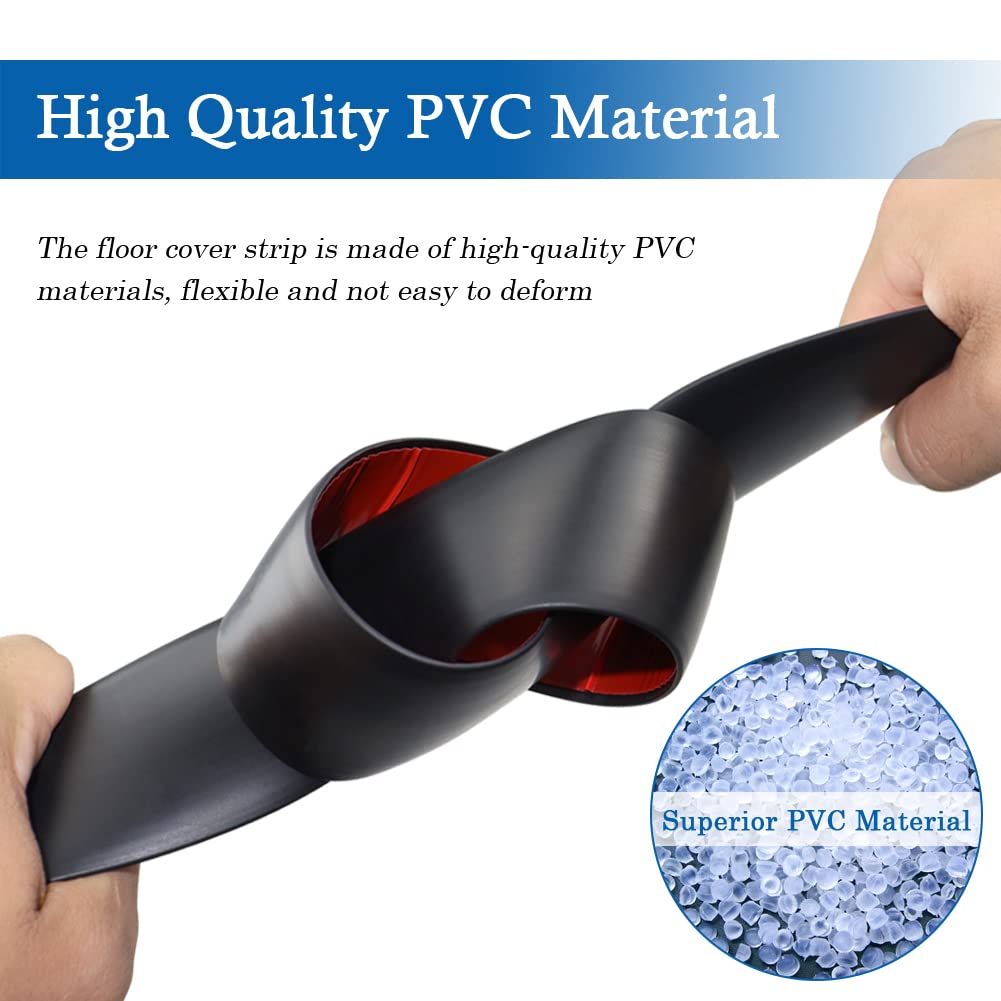 floor transition strip self adhesive floor cover strips laminate 2" wide vinyl flat divider transitions (5cm, 20ft, black) 5 cm × 610 cm black