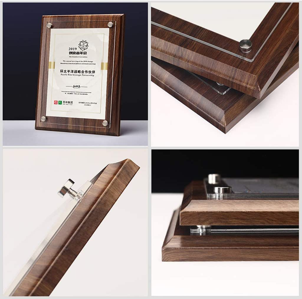 WANGZHENG Bilderrahmen aus Holz Ehrenurkunde Rahmen Auszeichnung gerahmt Tischset Patent Urkunde Vollmacht Bilderrahmen Wand-Vertical Version||A4
