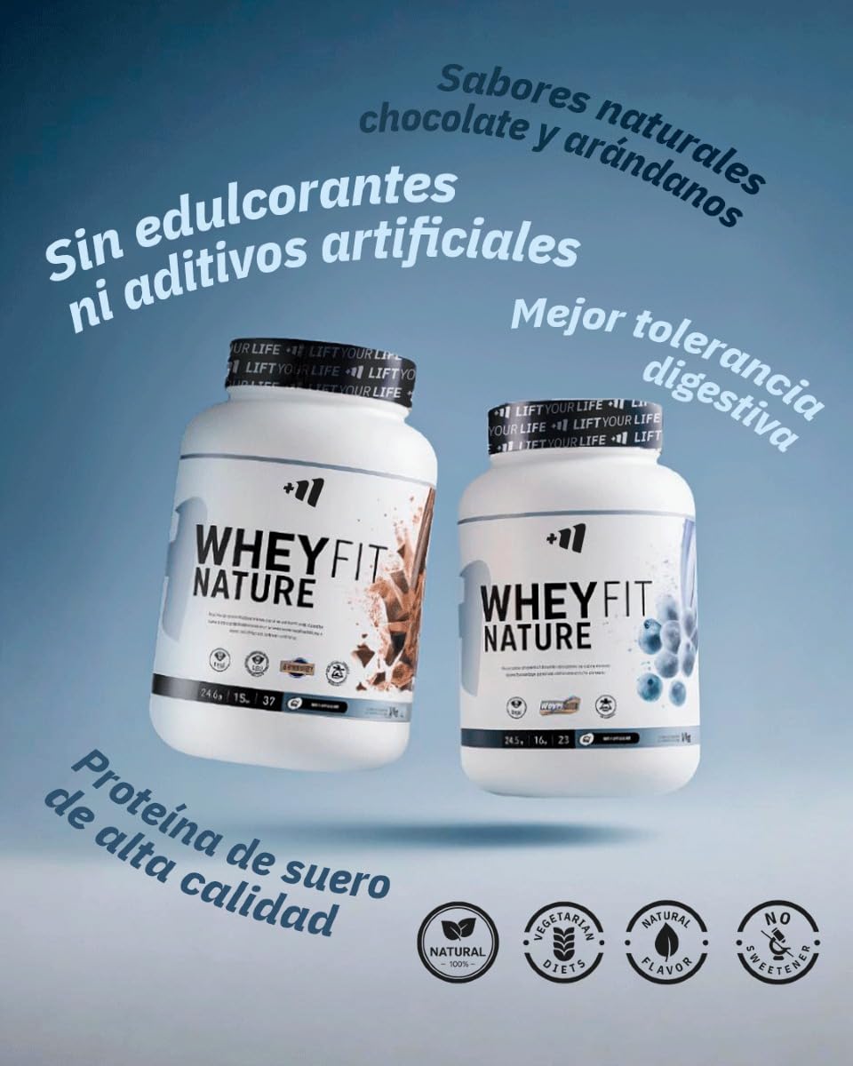 MASmusculo - Whey Fit Nature 2Kg - Proteína de Suero Leche 100% Natural - Sin edulcorantes ni aromas artificiales - Sín Azúcares - Sabor Chocolate