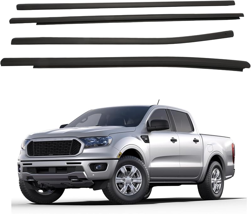 Borracha Externa da Canaleta do Vidro da Porta Gaogsiy para Ford Ranger 2019 a 2023 – Kit com 4 peças