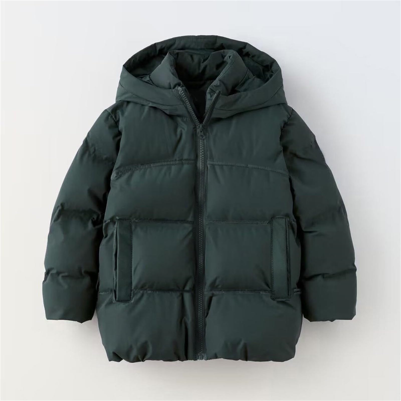 HAOLEI Chaqueta Acolchada de Invierno para Niñas y Niños,Abrigo Acolchado con Capucha para Niñas Abrigos Cálido Grueso Color Sólido Traje de Nieve Resistente Al Viento Ropa Exterior de 2 a 12 Años