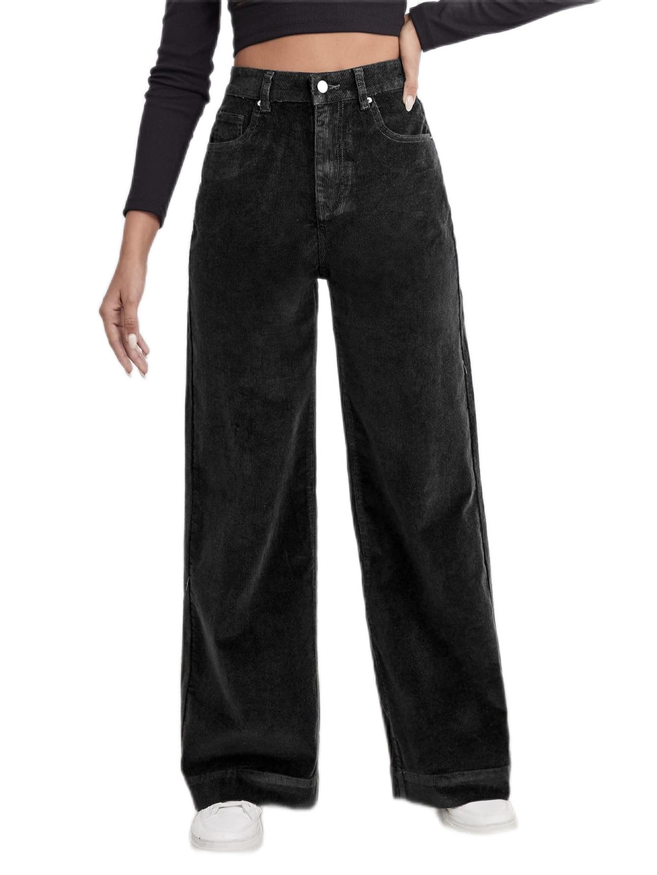TROKI Womens Pants High Waist Slant Pocket Cord Pants Pant for Women