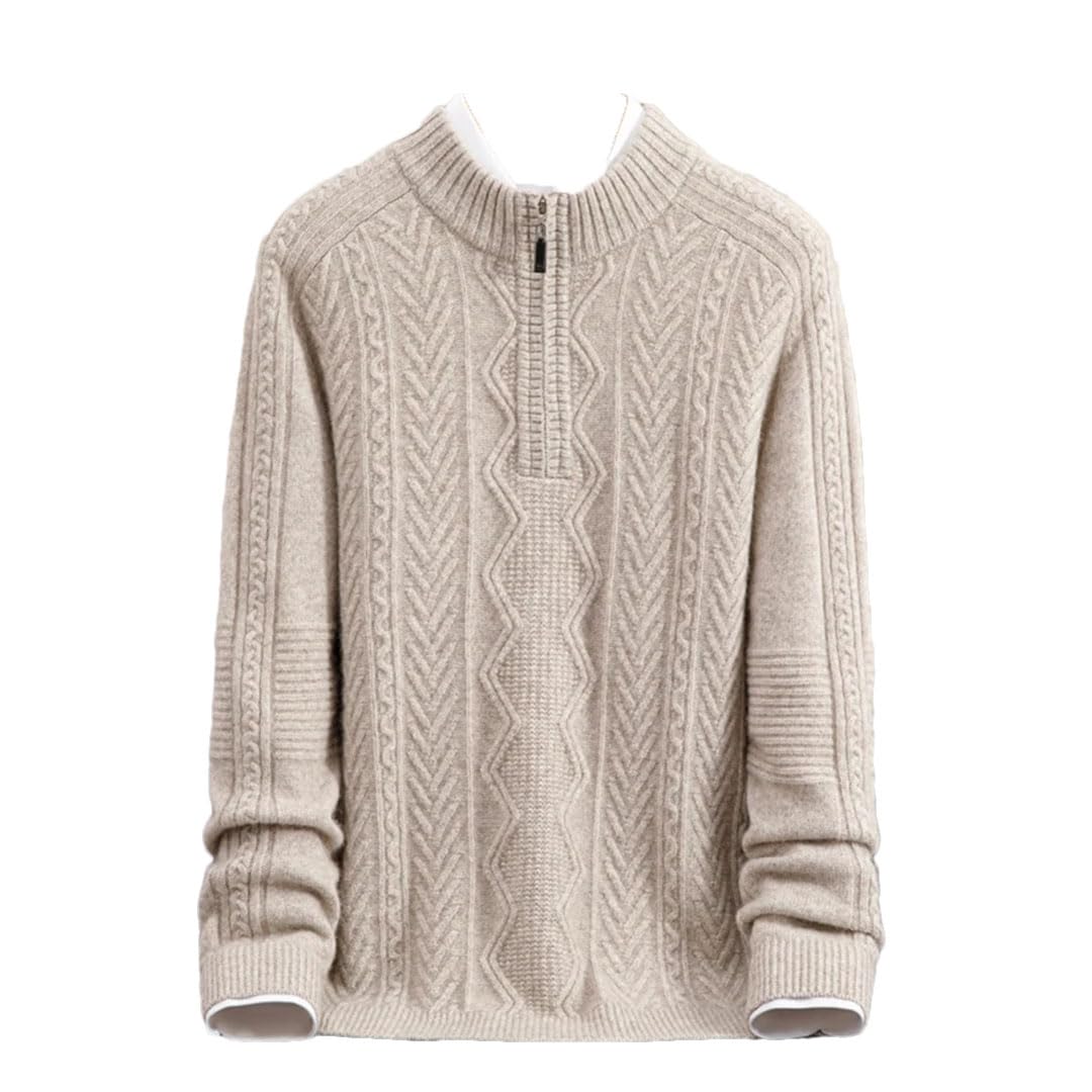 Vogrtcc Maglione Lavorato A Maglia con Collo A metà Altezza con Cerniera in Cashmere Pullover da Uomo