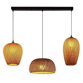 MZYSGHUSN Natural Woven Retro Branch Shaped Pendant Light