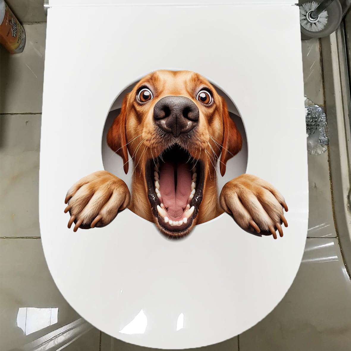1pcs 3D Labrador Toilet Decal - Self-Adhesive Waterproof Removable Dog Bathroom & Door Wall Sticker, Creative Funny Toilet Tank Sticker, Bathroom Accessories, Home Decor (Labrador)
