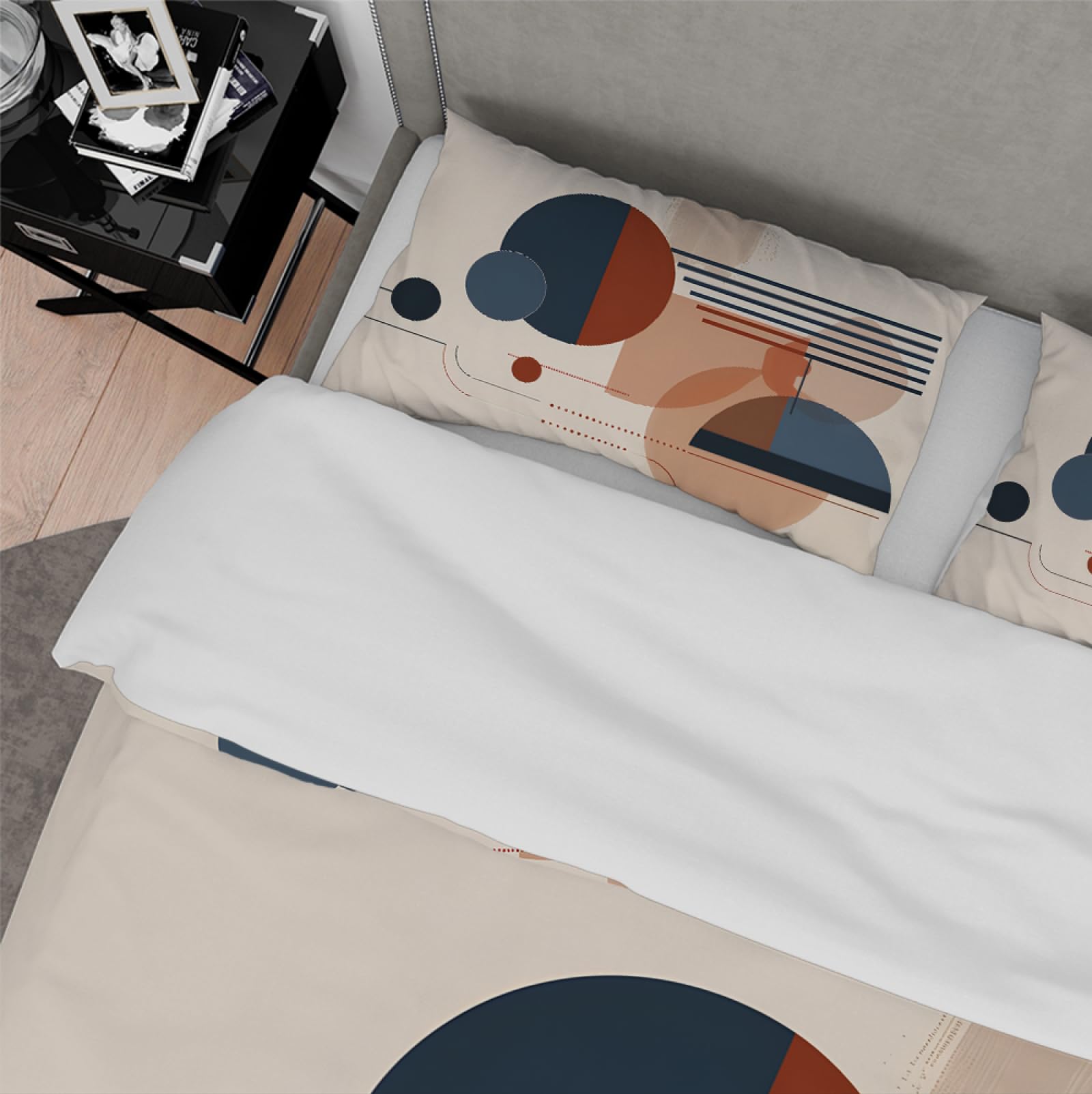 Nowoczesny styl skandynawski oddychające poszwy na kołdry w połowie wieku koło geometryczne miękkie kolorowe bloki prane zestawy pościeli z mikrofibry 180x220cm