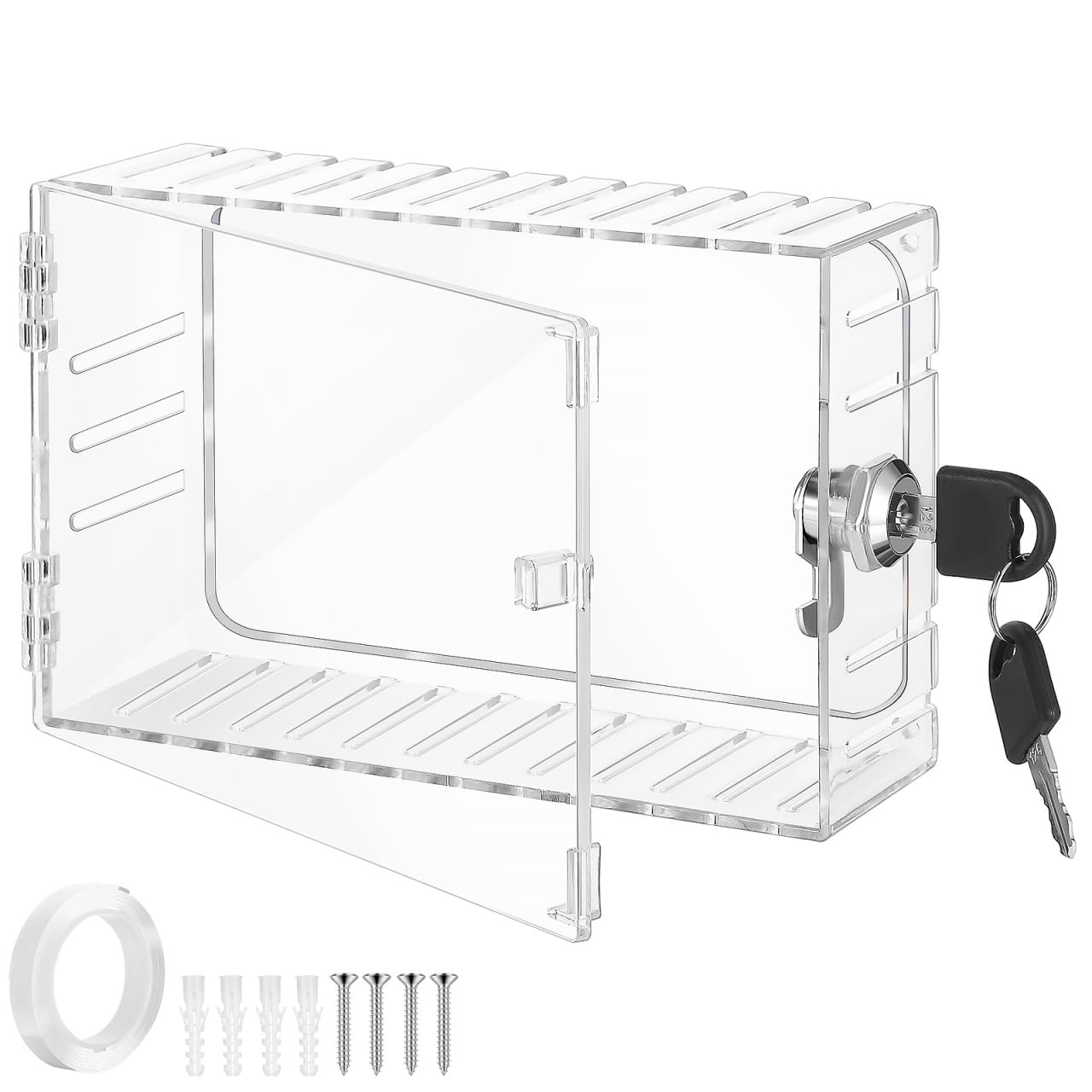Gadpiparty Thermostat Lock Box with 4pcs Screws & Bolts: Clear Acrylic Wall Mounted Thermostat Guard - Transparent Protective Cover for Hive, Nest & Boiler Controls