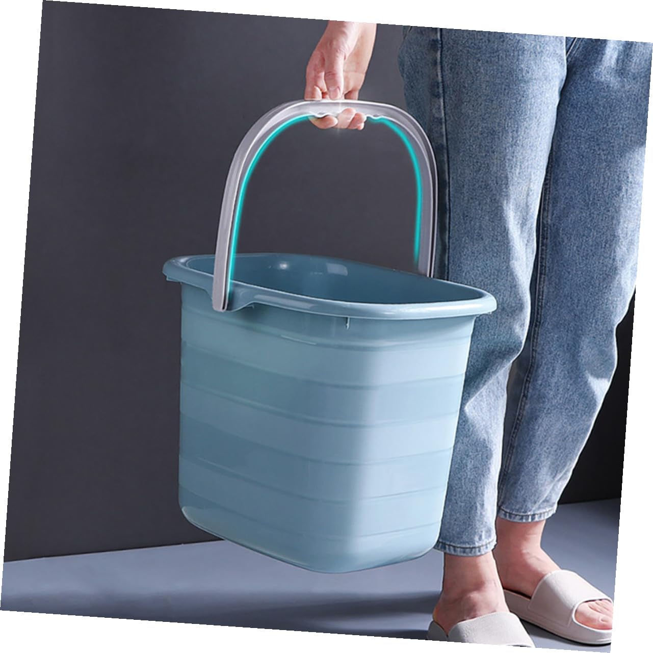 VILLCASE Secchio Capacità Resistente per Acqua Plastica Rettangolare Manico per Domestico per Famiglie e Hotel