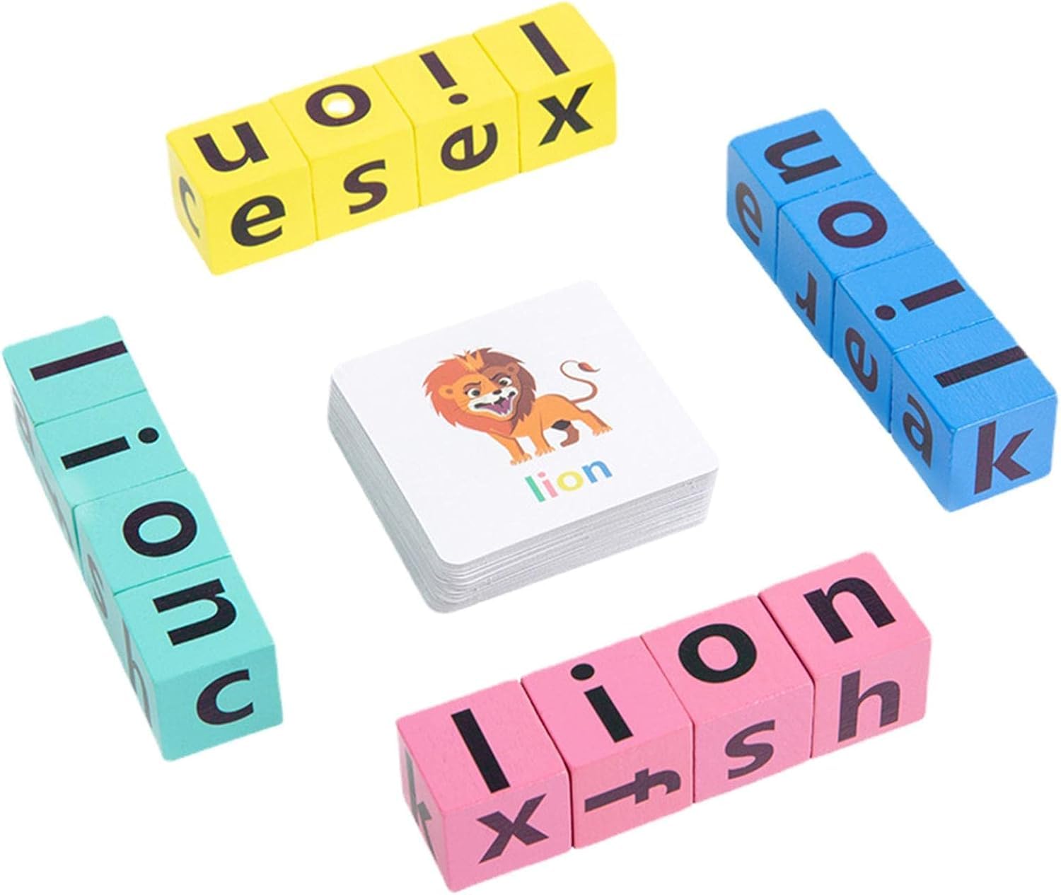 SHINETOY ENTERTAIN KIDS Emoji Wooden Expression Puzzle Building Blocks, Face Changing Cube Blocks Toy with Bell and Sand Clock, Matching Board Games for Kids Ages 3 Years Up (Letter Spelling Game) (B0D87LP3FT) Amazon Price History, Amazon Price Tracker