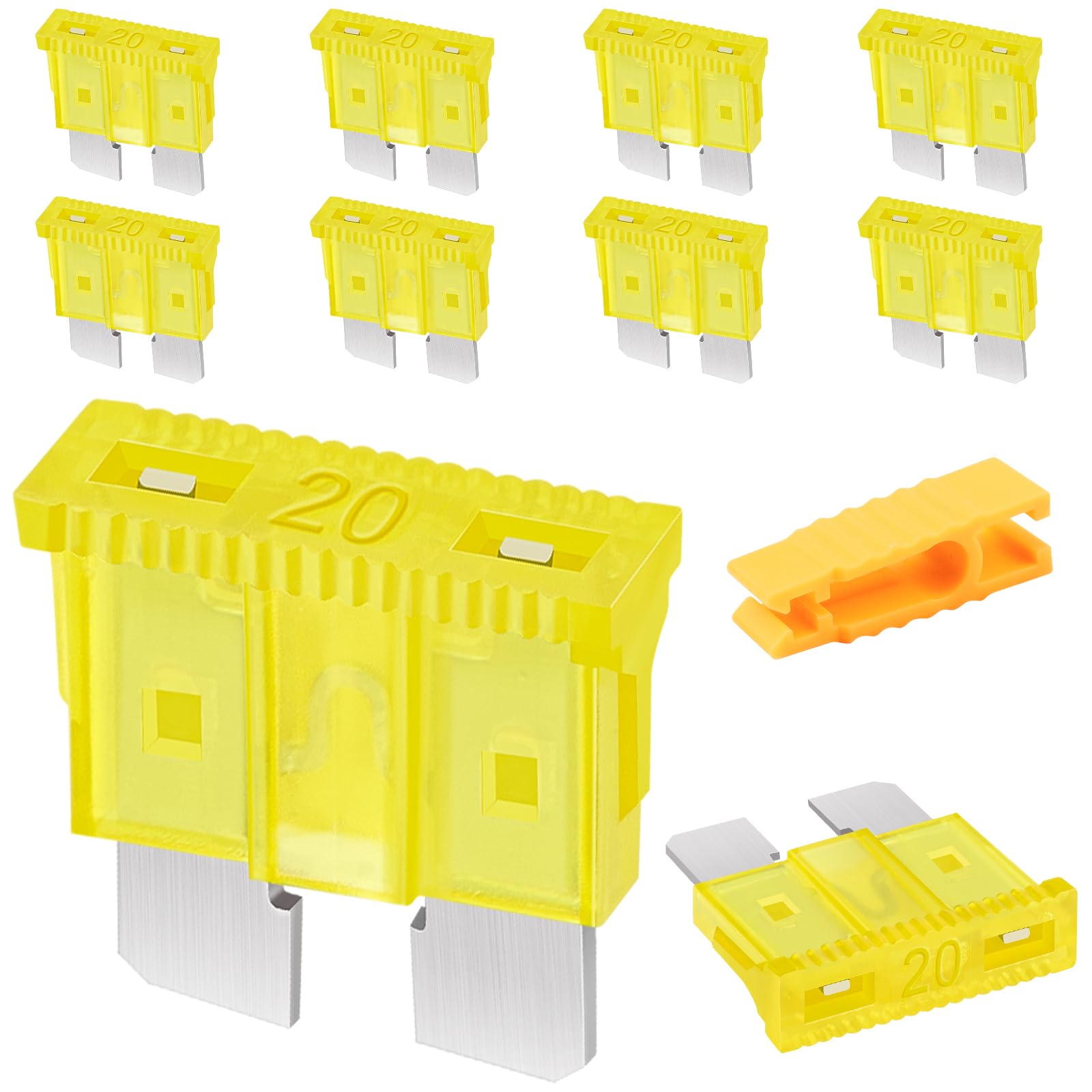 JatilEr Mini Blade Fuses 10 Pcs, 20A, 32V, Automotive Replacement Fuses with Fuse Puller for Car/RV/Truck/Motorcycle/Boat — view 9