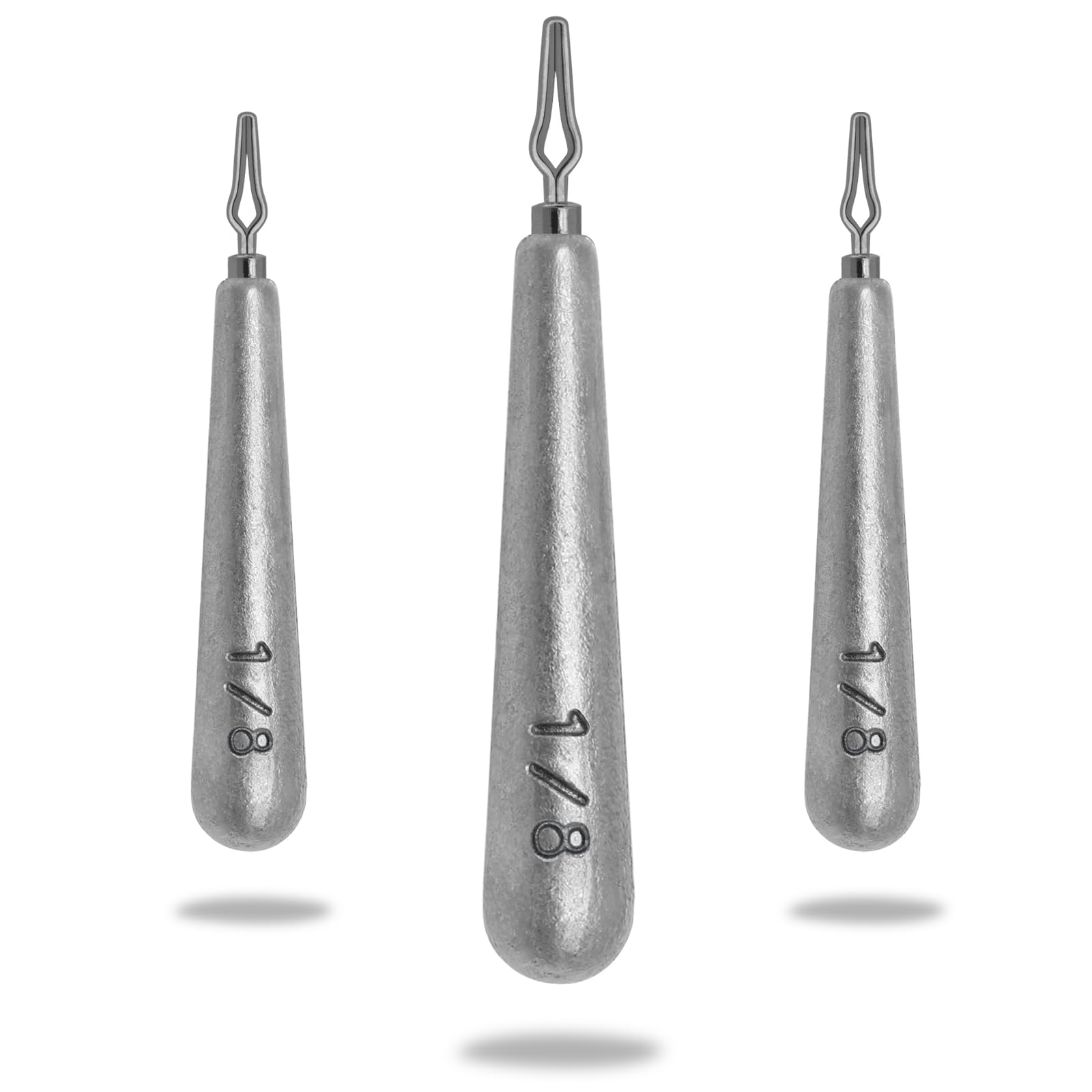 50Pcs Drop Shot Fishing Weights, Skinny Pencil Sinkers Lead Columnar with Barrel Swivels for Saltwater Freshwater Bass Fishing