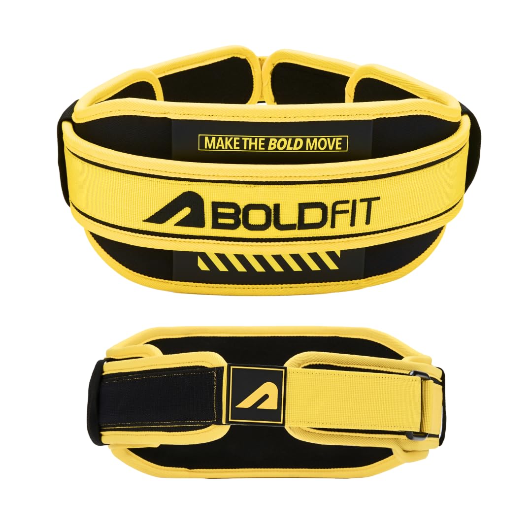 Boldfit Weight Lifting Belt for Men Gym, Powerlifting Deadlift Support, Leather Workout Back Support Accessory for Women, Strength Training Weightlifting Belts for Fitness Exercise - EVA Core M