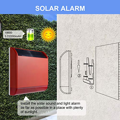 Wolf Guard LB-12T1 Siren Alarm Outdoor with 2 Motion Sensors, 3 Door Sensors, 2 remote controller(110dB), Red - Image 3