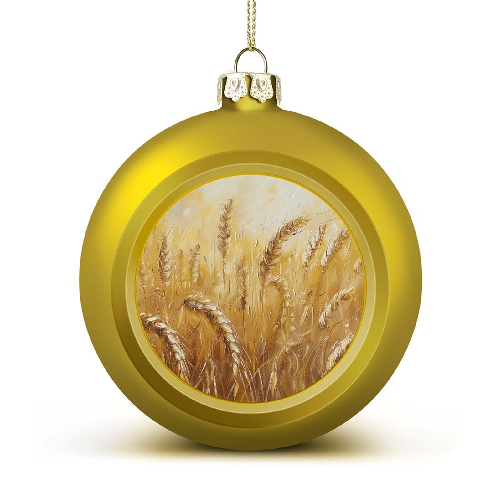 Golden Wheat Field Image Christmas Balls Ornaments for Xmas Christmas Tree 1.6" Hanging Shatterproof Xmas Balls Hanging Decor Pendants for Holiday Party Outdoor Indoor DIY Craft Supplies