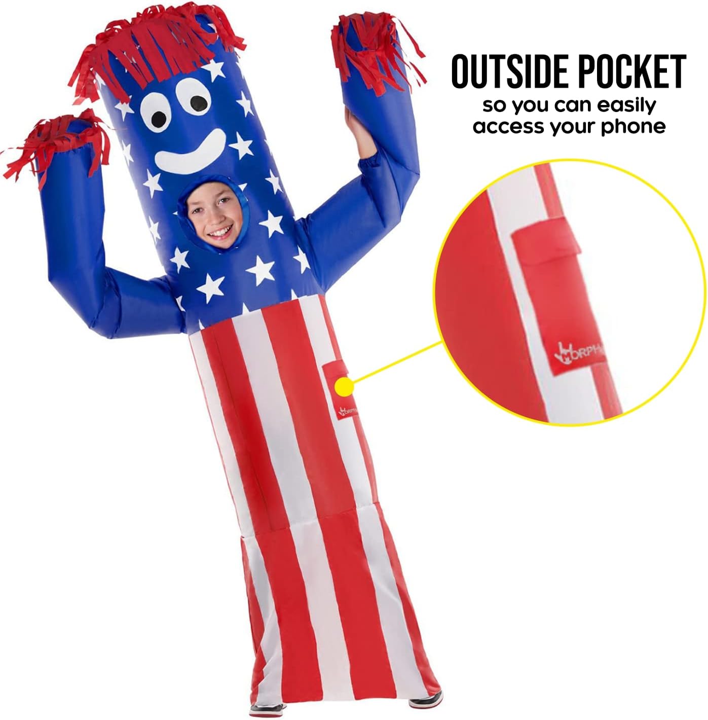 Morph Wacky Waving Kids Inflatable Tube Guy, 4th of July Costume, Kids Inflatable Costume - Image 4