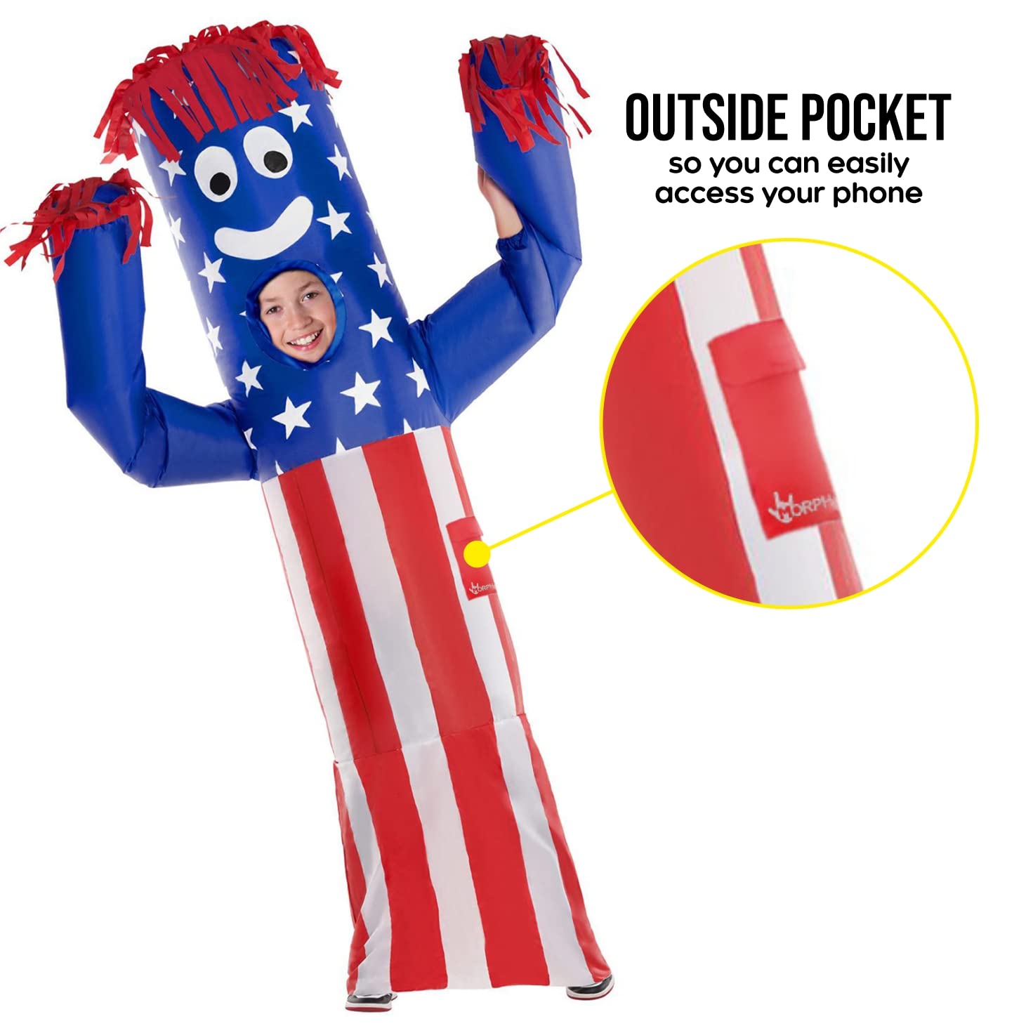 Morph Wavy Arm Guy Usa Inflatable Kids One Size, Blue - Image 4