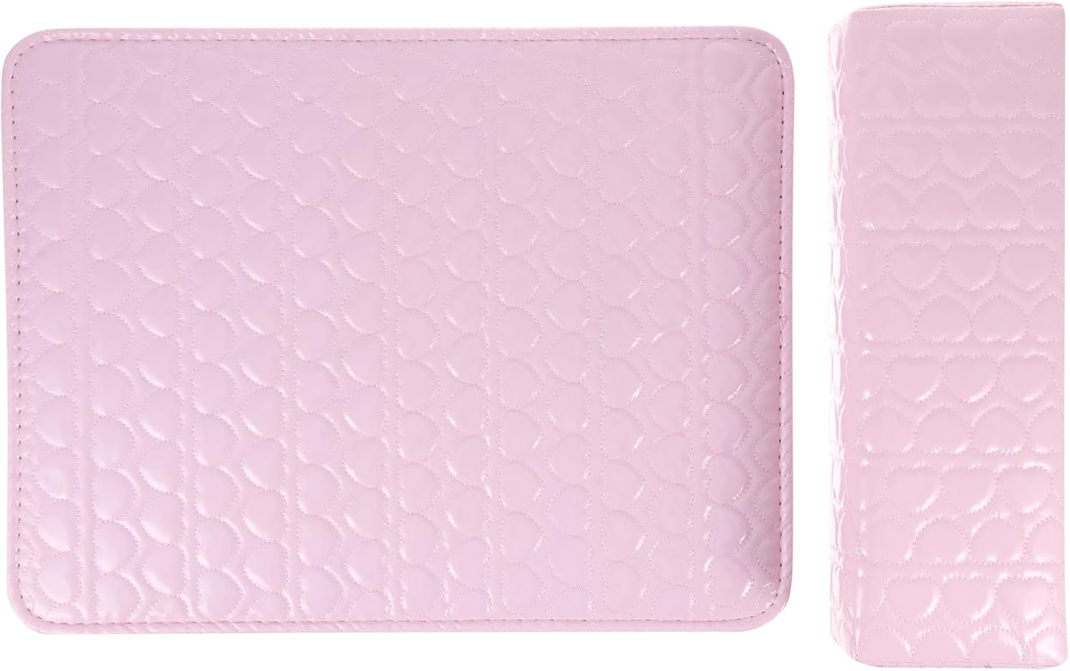 2pcs Nail Art Hand Pillow and Table Mat Nail Arm Rest Pink Salon Manicure Armrest Cushion PU Leather Nail Arm Holder for Nail Tech Manicurist