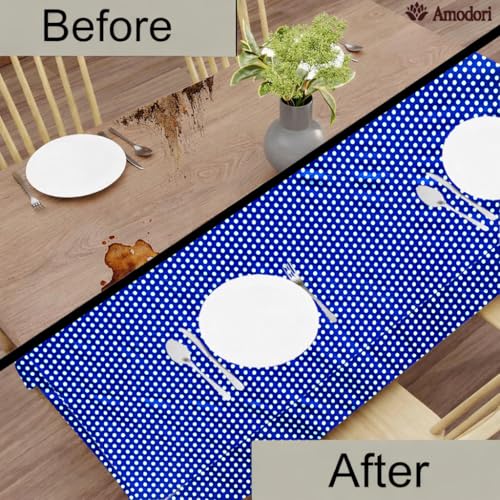 Image of Waterproof Dining Table Cover | PVC Table Protector | Dustproof Spill Proof Cover for Home & Kitchen (polka-13, 40x60 Inches (4 Seater))