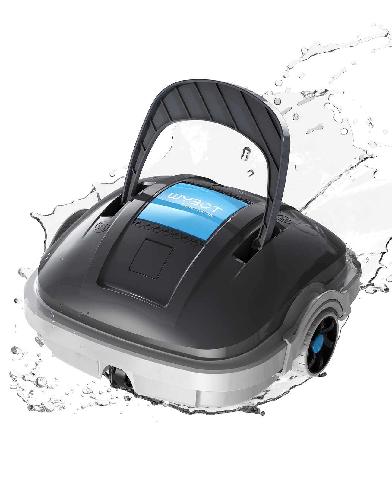WYBOT Osprey 200 MAX Automatic Pool Cleaner Robot, Dual Motors, Cordless Pool Cleaner, 100 min Autonomy, Car Parking, for Above Ground Pools 80 m2 (Dark Grey)
