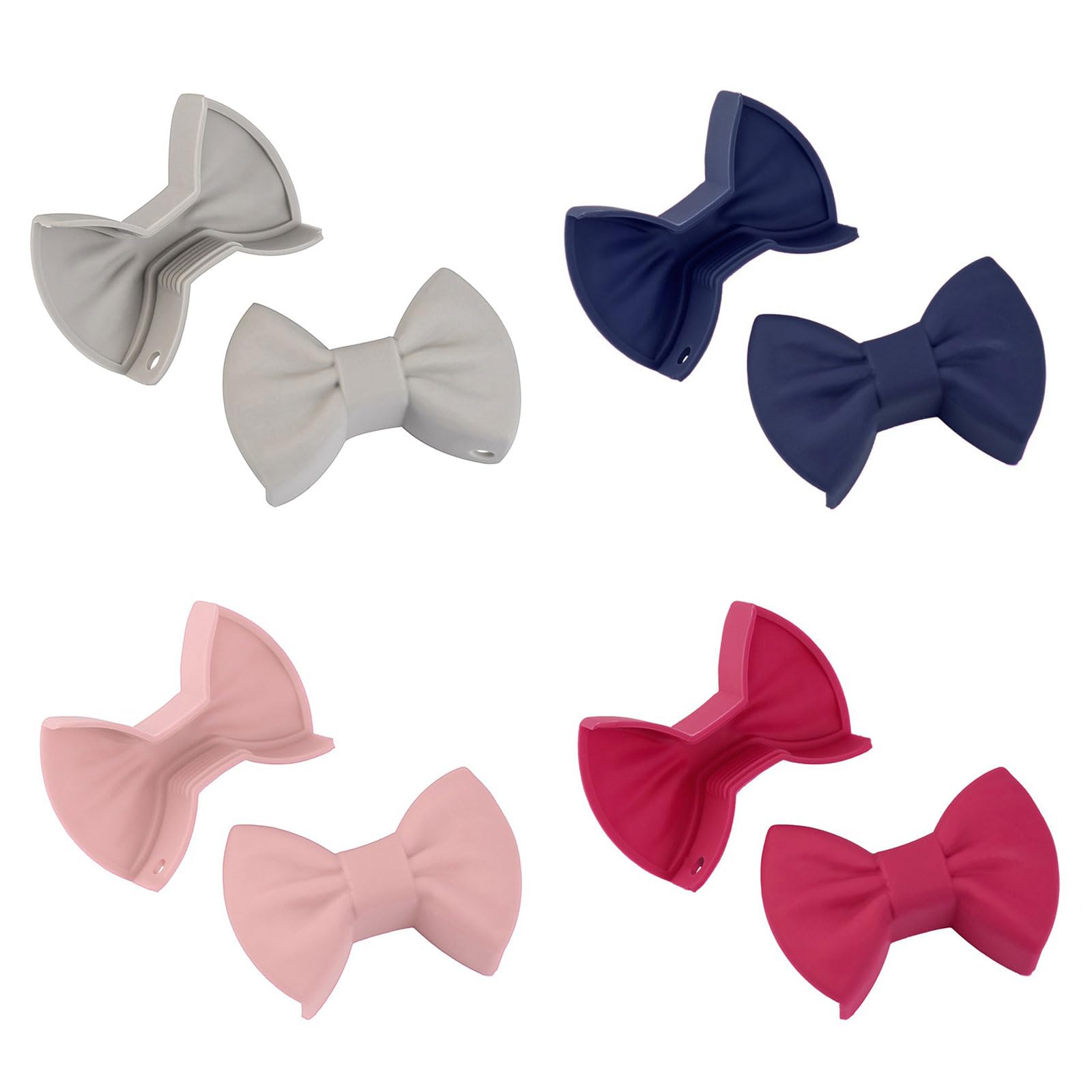 MANZURE Set of 2 Versatile Oven Gloves Silicone Finger Protector Heat Insulation Clip Silicone Bowknot Clip for Kitchen Cooking Heat Resistant Glove, Pink