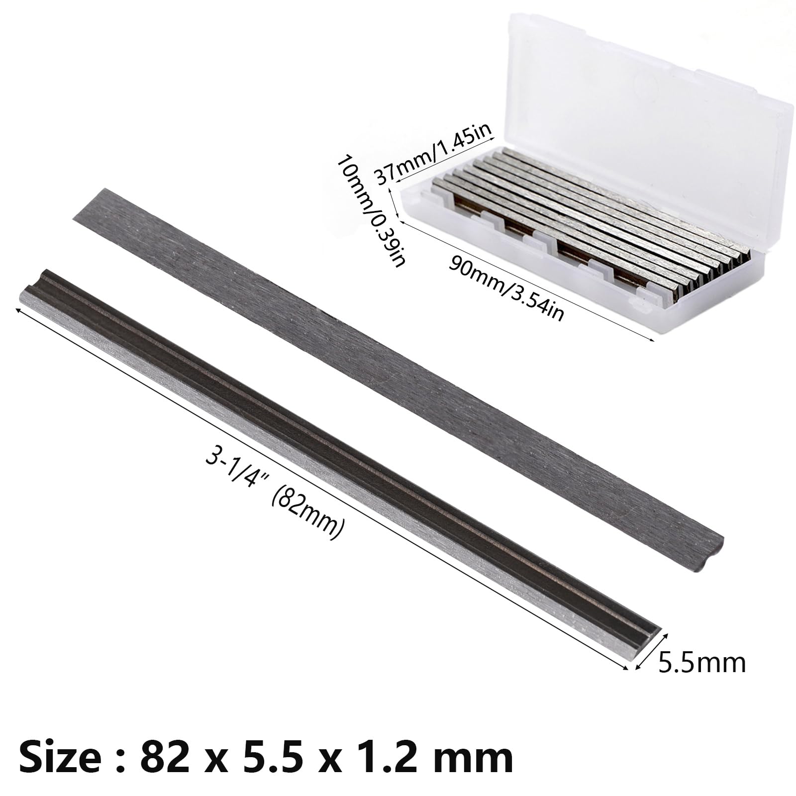10 pezzi di lame reversibili per piallatrice da 82 mm, lame per piallatrice elettriche per falegnameria in HSS di precisione con due taglienti compatibili con Makita/Black/Decker