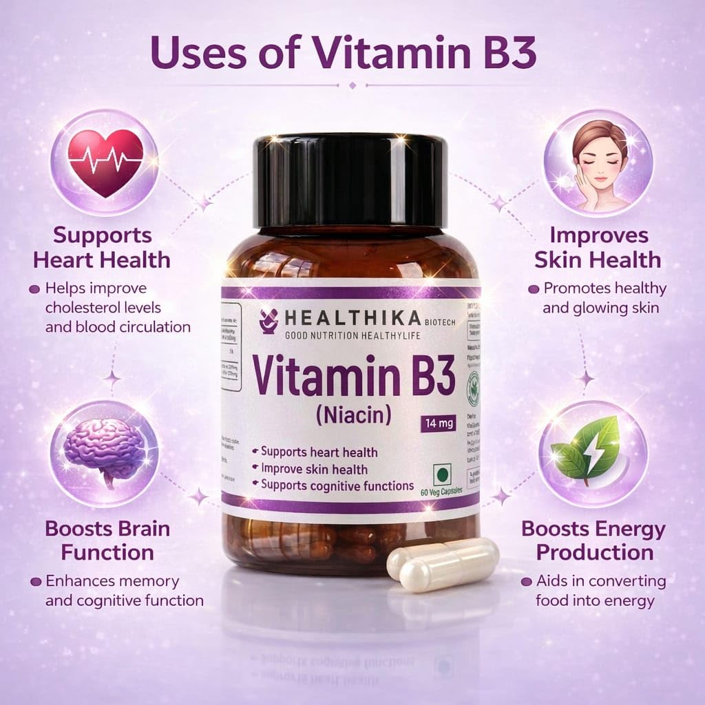 Vitamin B3 (Niacin) 14 mg Capsules | 90 Veg Capsules | Supports Energy Metabolism, Skin Health & Cognitive Function | Daily Nutritional Supplement — Amazon image 2