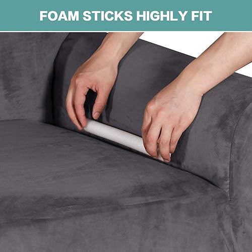 Miniatura 2 de Turquoize Paquete de funda de terciopelo para sofá de dos plazas, de alta elastano, fundas de descanso, color gris