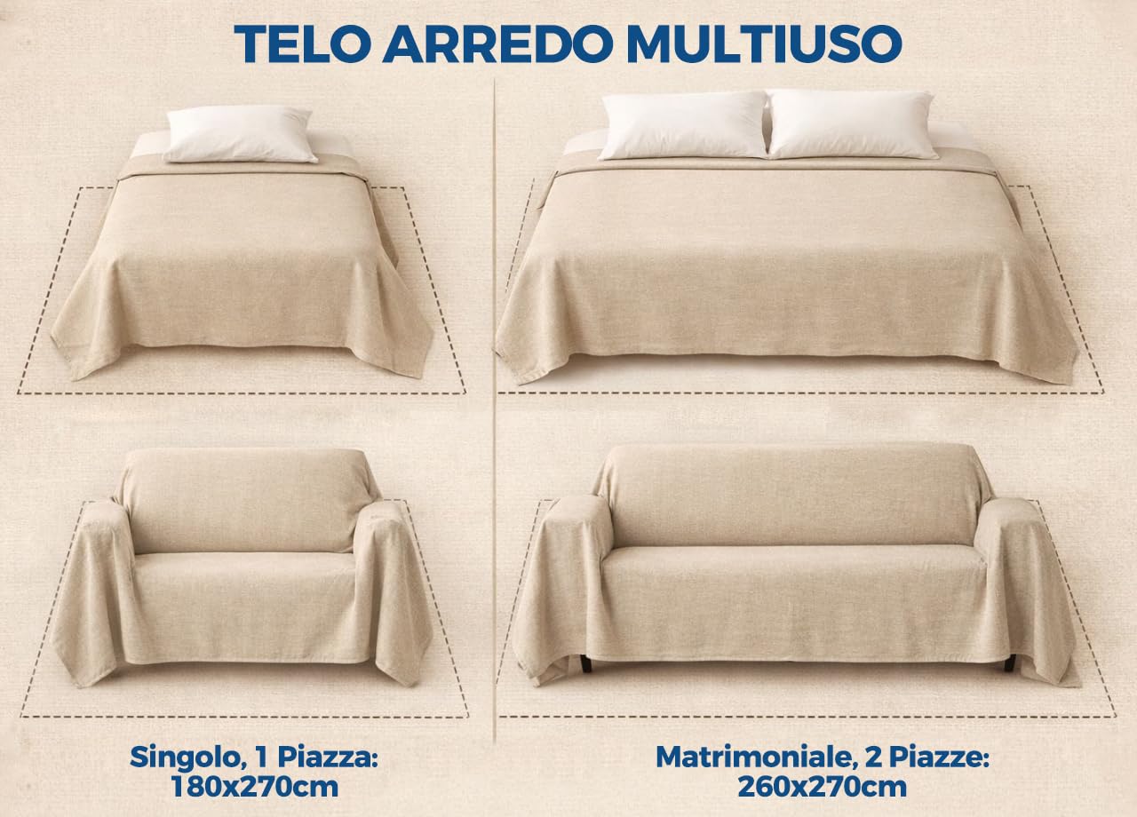 BIANCHERIAWEB Telo Arredo Copritutto Multiuso Salvadivano in 100% Cotone Scozzese Kilt Matrimoniale Kilt