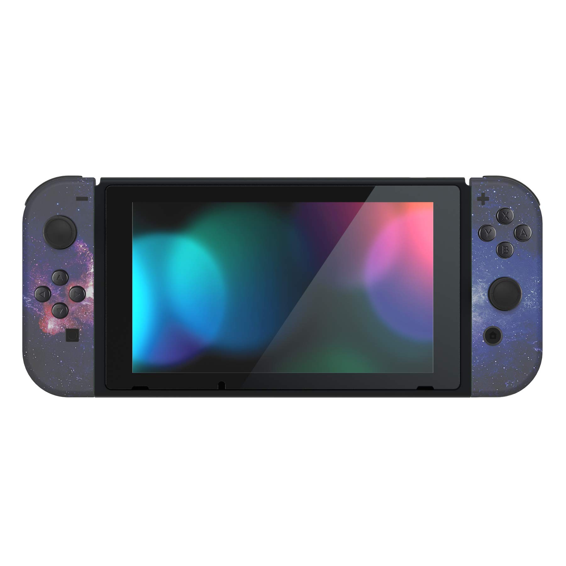 eXtremeRate Carcasa con Botones para Nintendo Switch - Funda Protectora de Reemplazo para Joycons y Consola, Shell Placa con Teclas para Nintendo Switch Accesorios (Galaxia Nebulosa)