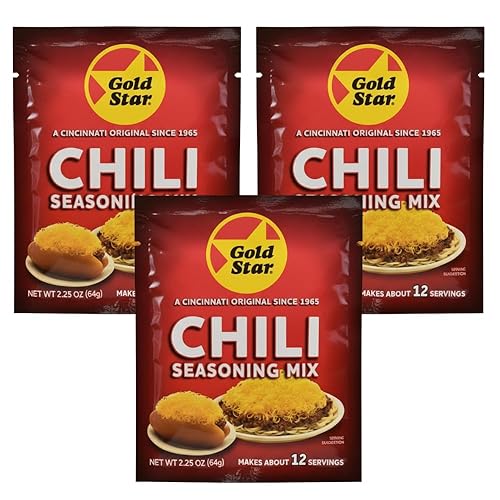Gold Star - Paquetes de condimentos de chile Cincinnati | Auténtica mezcla de chile original | Paquete de 3 | Famoso chile estilo Ohio para