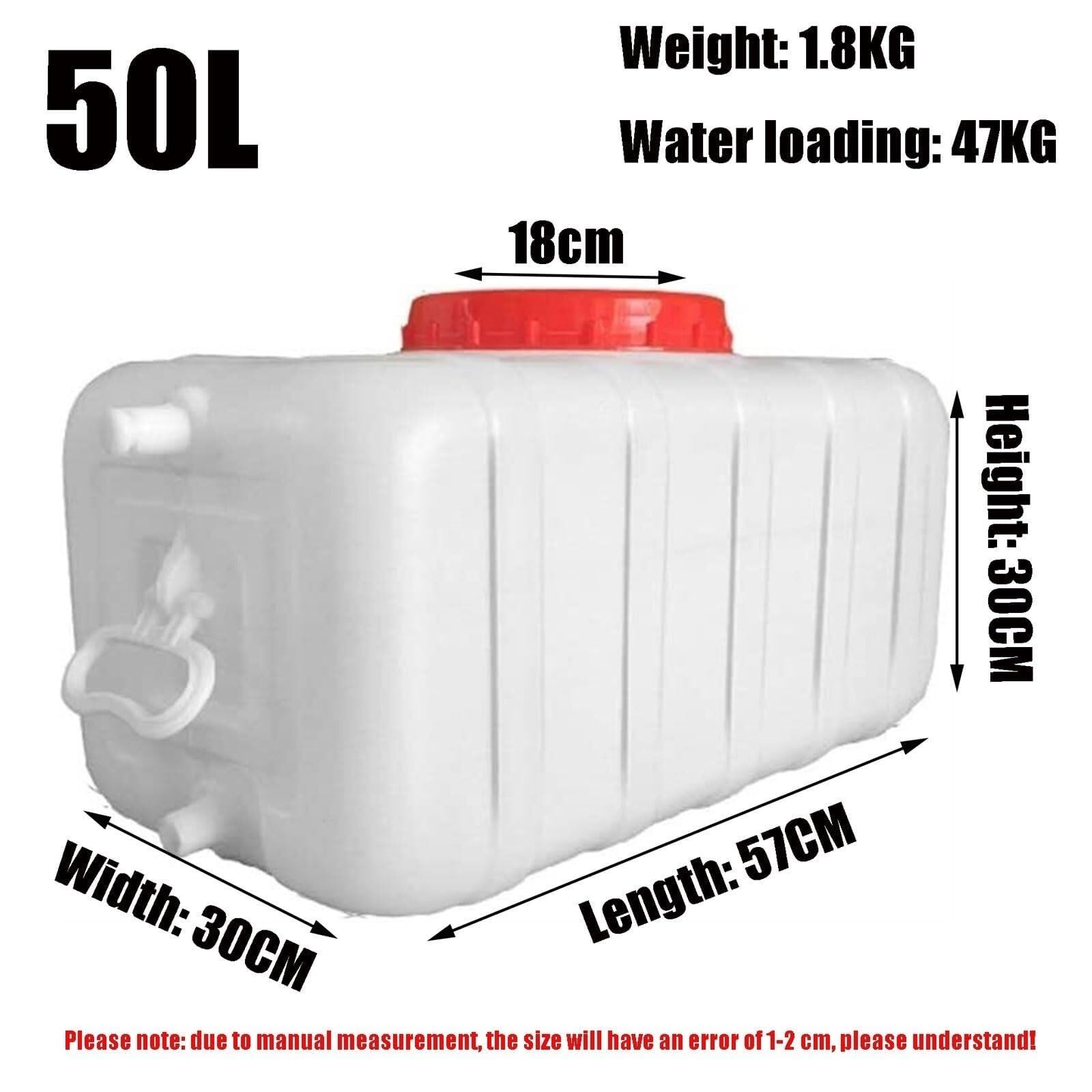 Generico Serbatoio dell'Acqua per Camper da 50L/75L/110L/150L/200L/340L in plastica Spessa per Uso Alimentare. Impugnatura Comoda e Robusta con Maniglia di Chiusura ermetica (Bianco 110L).