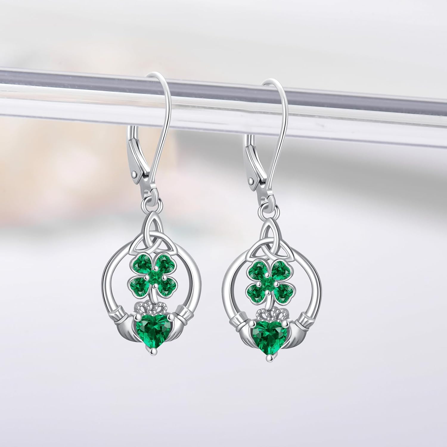 Tree of Life/Filigree/Shamrock Earrings 925 Sterling Silver Moonstone Dangle Drop Earring Jewelry Christmas Birthday Gifts for Women Wife - Image 3