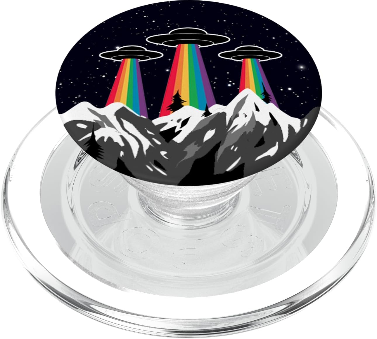 Alien Rainbow UFO Galaxy Birthday Christmas Gift PopSockets PopGrip: Swappable Grip for Phones & Tablets PopSockets MagSafe PopGrip for iPhone