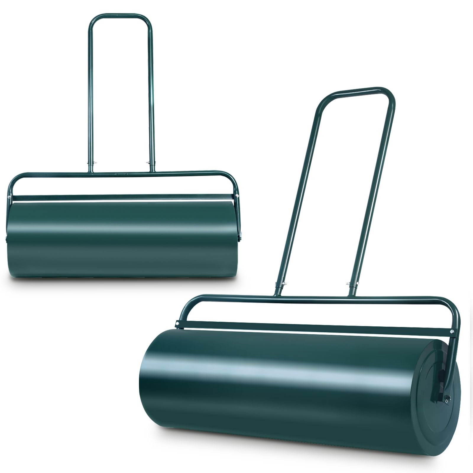 RELAX4LIFE Rouleau à Gazon avec Réservoire pour Le Jardin, Construction en Acier avec Pare-Boue, Volume de Remplissage de Sable ou l’Eau : 48 L, φ32cm, Largeur 65 CM, Hauteur : 114 CM, Vert